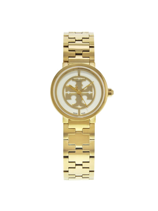 Tone (Good) Gold Burch Quartz Steel Stainless Ladies Reva Tory TRB4030 Watch Pre-Owned 21mm