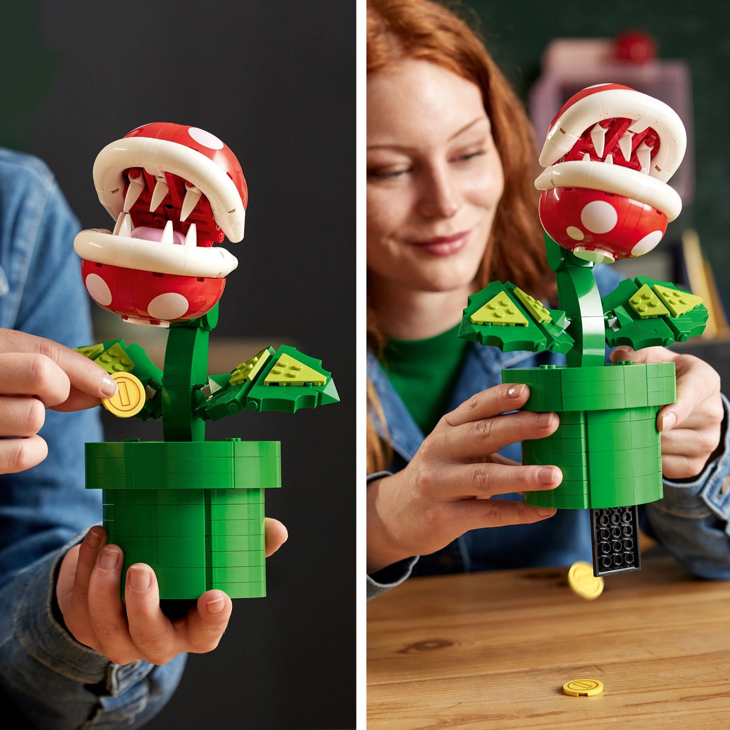 Brothers Super Display for Gift LEGO Gamers Adults Birthday Teens, 71426, Mario Plant Holiday Piranha Detailed Super Figure, for and or and Posable Toy Fans Mario Build and Super Authentically Mario