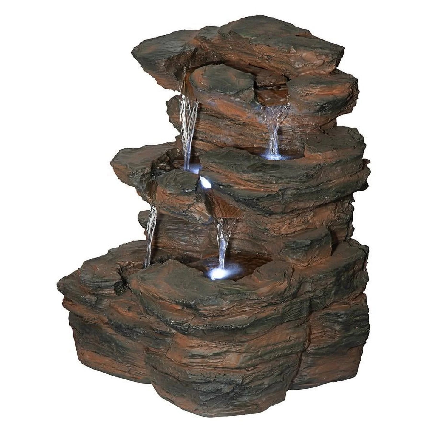 Cascading Fountain Illuminated Ramrod Tabletop Bluffs Design Toscano Waterfall