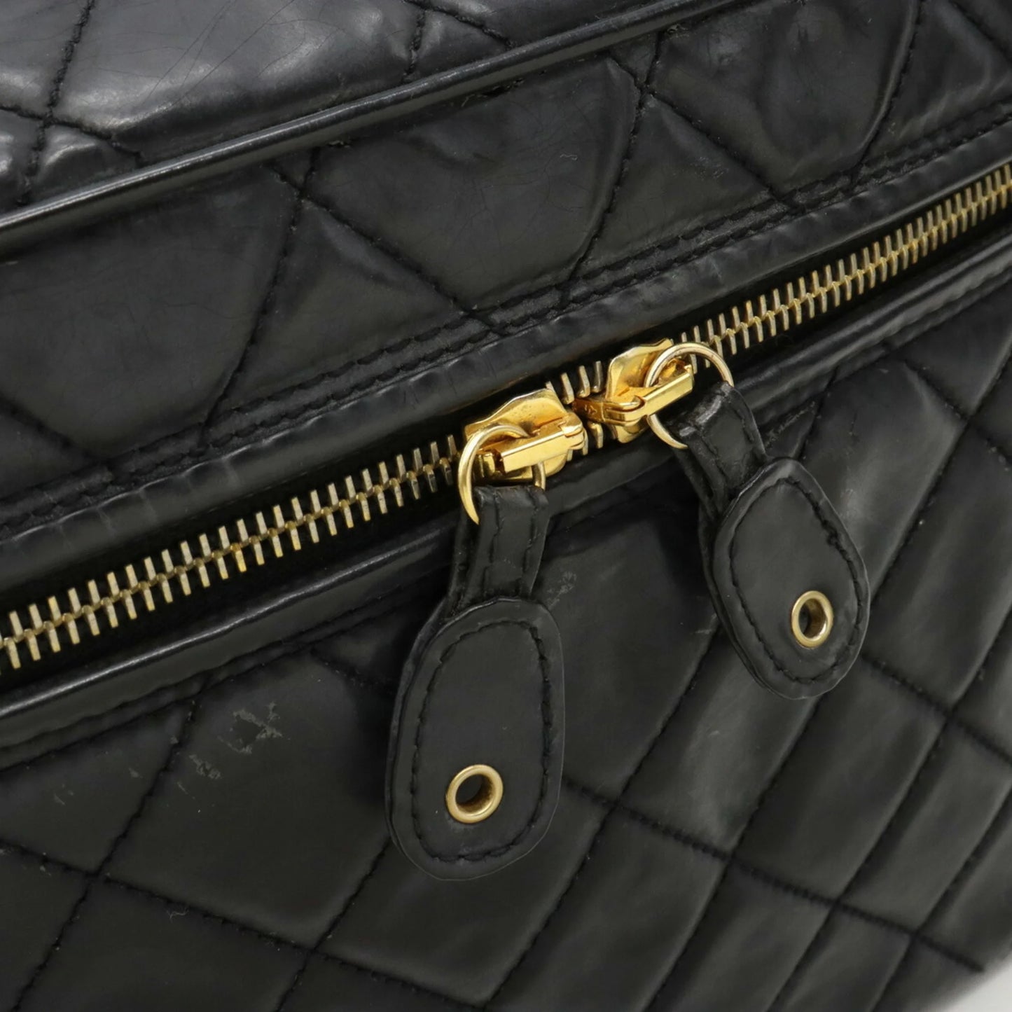 Bag (Fair) Leather Shoulder Chanel Coco Mark Matelasse Pre-Owned Black Handbag CHANEL Vanity