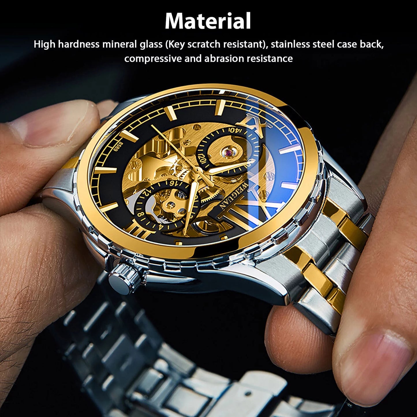 Business Stainless Automatic Mechanical Watch Waterproof Wrist Steel Luxury Men