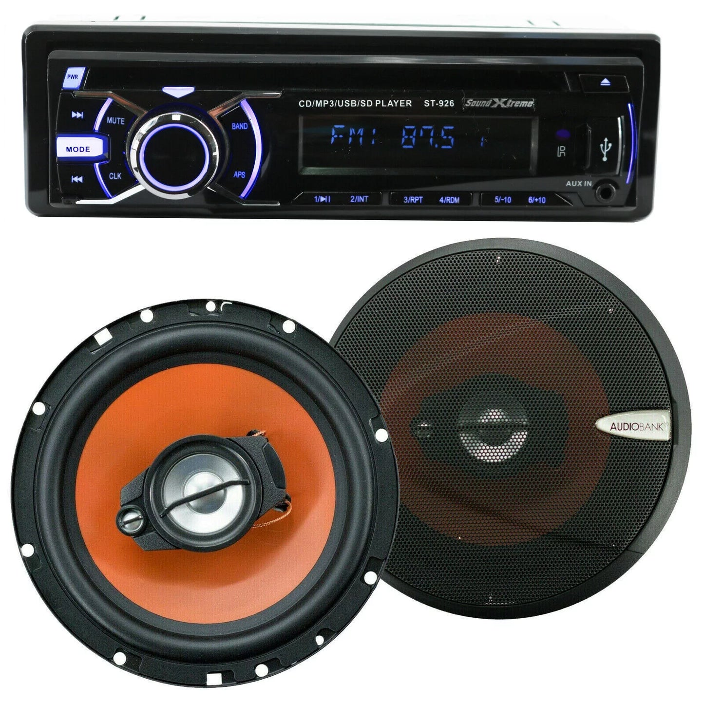 Receiver Bundle SoundXtreme +2x Digital AB-674 Car NEW ST-926 Speakers Audiobank 6.5"