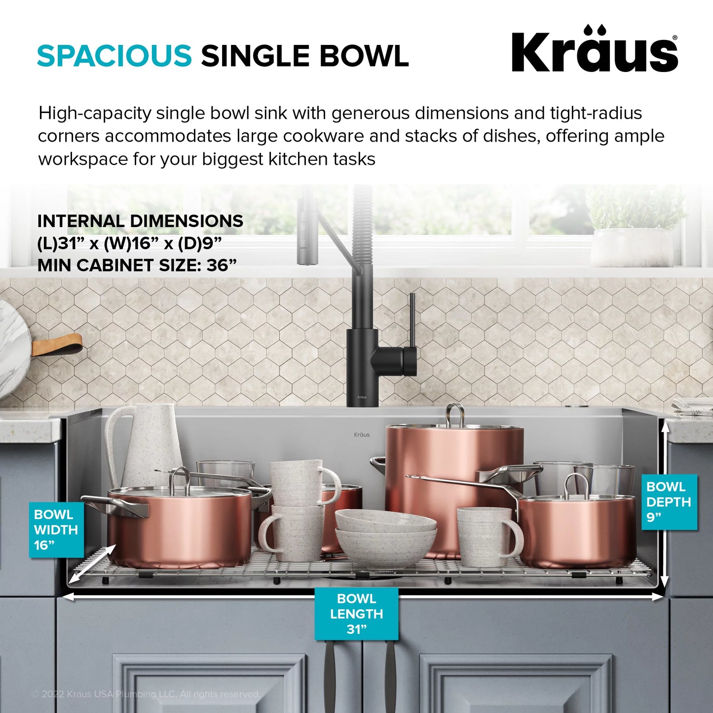 with Undermount Sink Accessories Single Drop-In / Stainless Gauge Bowl Steel in. Kore Kitchen Workstation16 33 Kraus