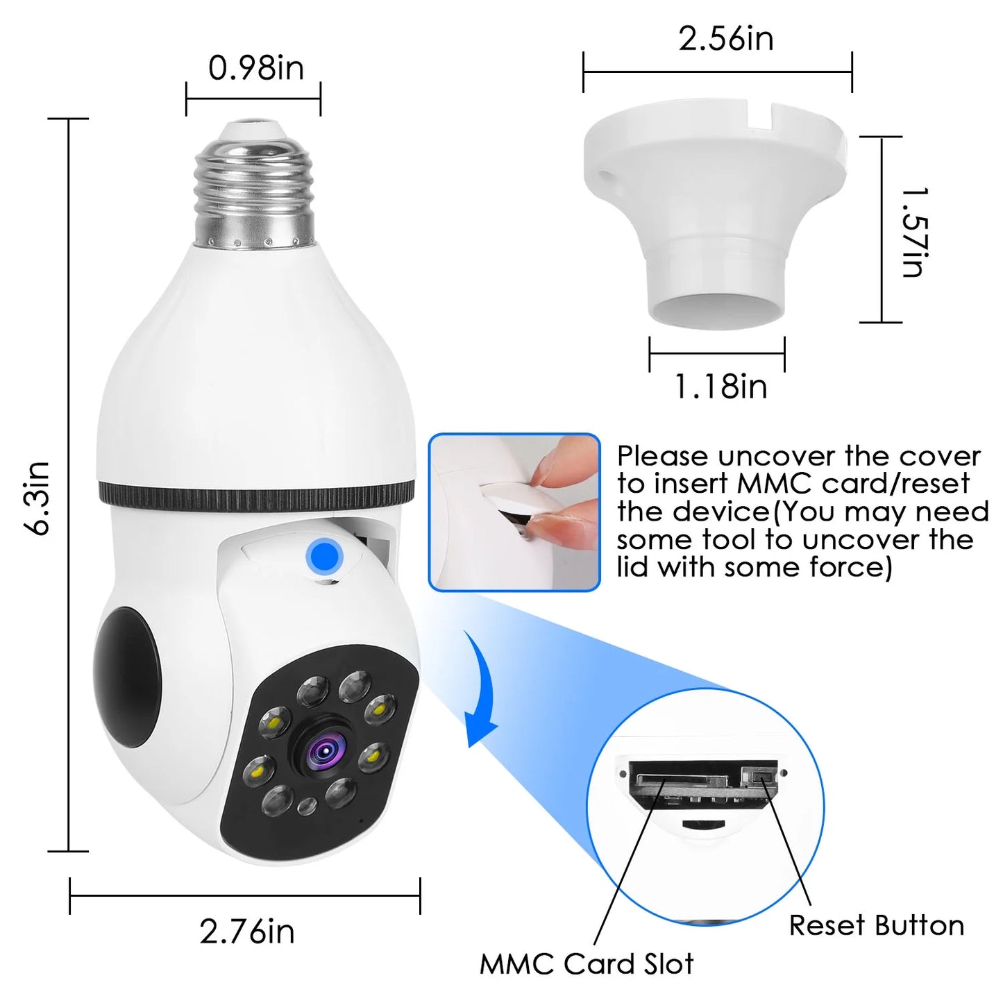 Camera Degree Vision Alarm Audio Surveillance WiFi E27 Wireless Bulb Control Camera APP 360 Electric Security Tracking Panoramic 1080P Motion Night iMounTEK Two-Way FHD