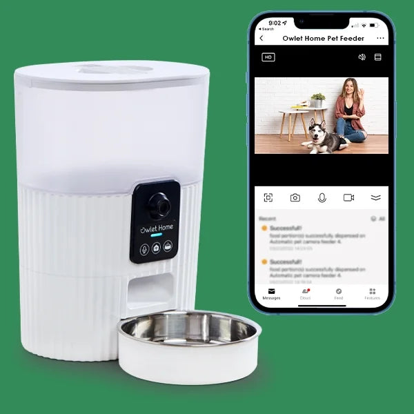 Night Fee Live 1080P Smart Alexa No Alert, Feeder 2-Way Monthly with Home for Camera Automatic & Motion Assistant, Works Owlet HD Cats Audio, Dogs Pet (3.5L), Video, with Vision, Auto Google WiFi, &