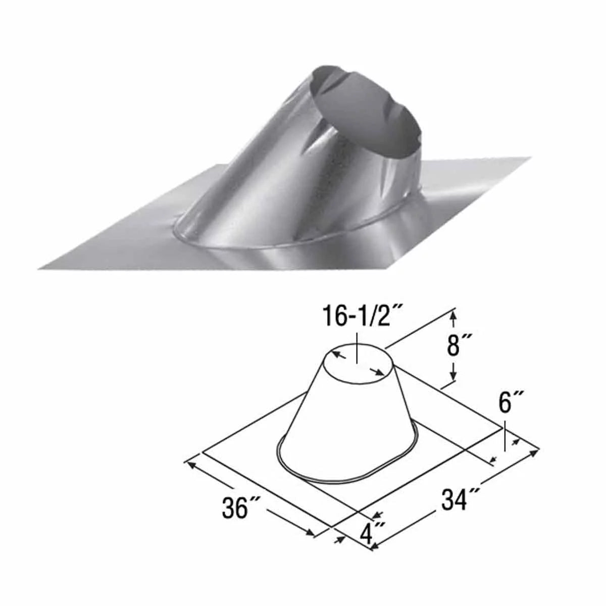 Adjustable Pipe Duravent Chimney Roof 14" 0/12 For 14Dt-F6 - A Stainless Class Flashing