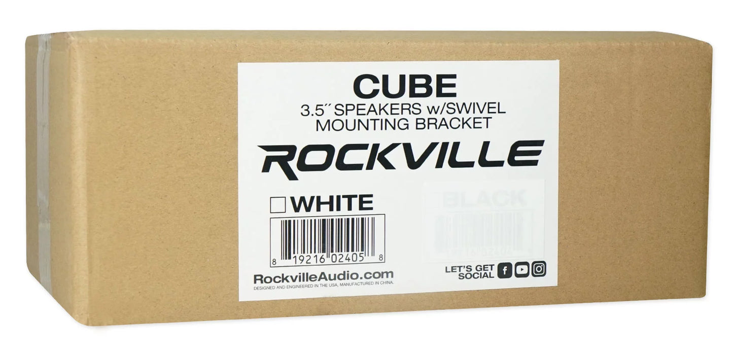 Cube White Home Kit Receiver+(8) Audio Speakers Rockville Wall RPA40BT 4-Room