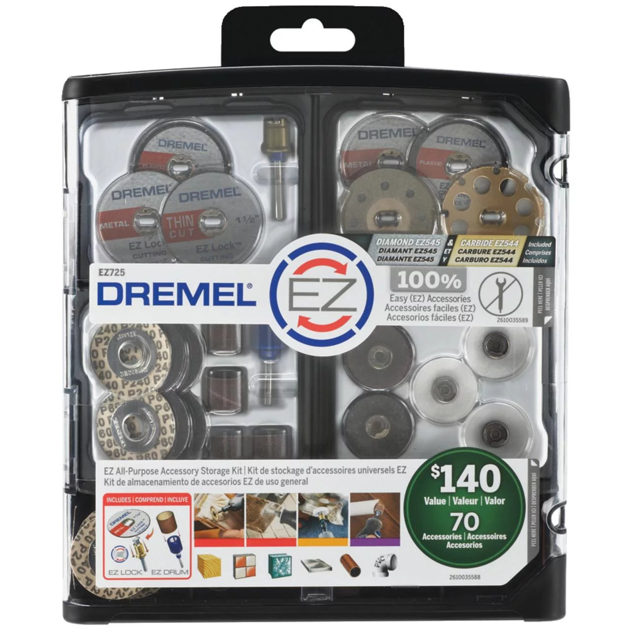 Changes, Clean, 70-Piece Drum to EZ-Lock and EZ EZ Tool Storage All-Purpose Polish, Rotary EZ725 Accessory Dremel and Sand for Mandrels Faster Kit, Cut, Accessory Accessories