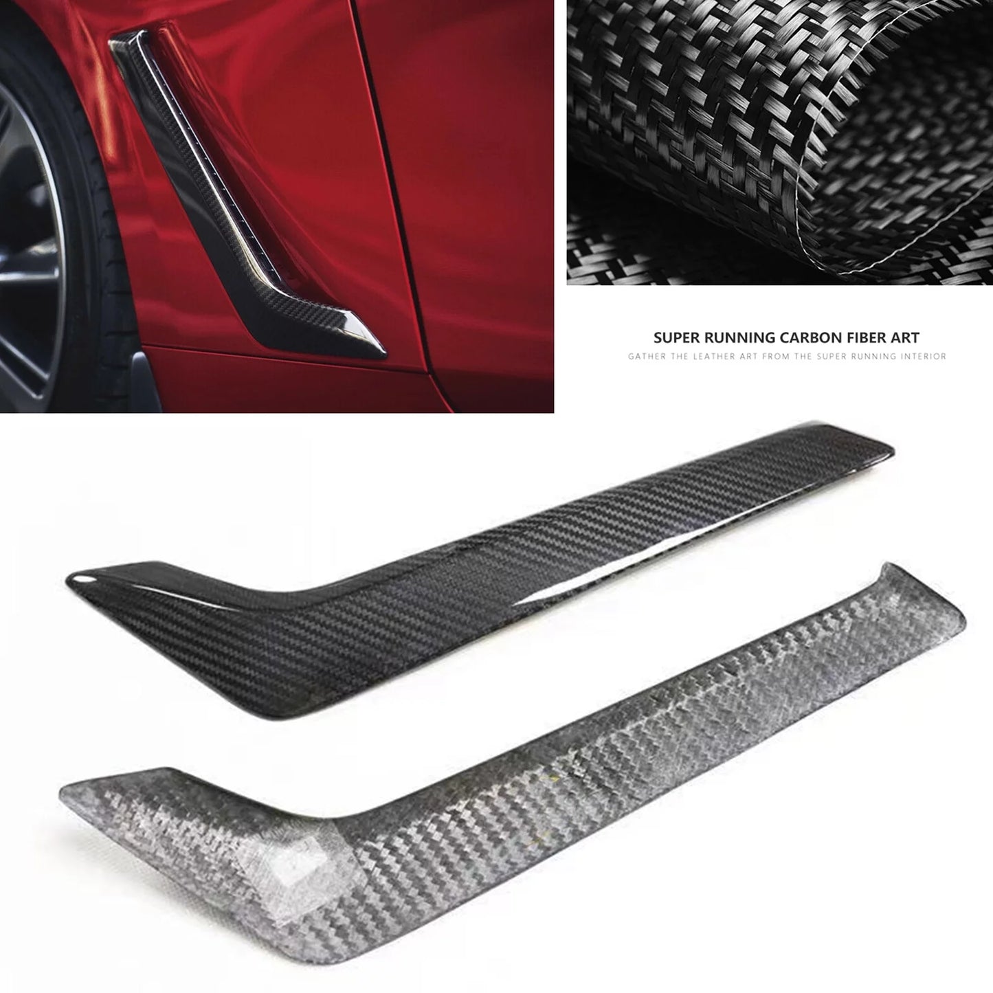 Carbon Air Vent 2015-2022 Kit Infiniti Fiber 2019 Cover Side Black Q60 Fender Q60S For