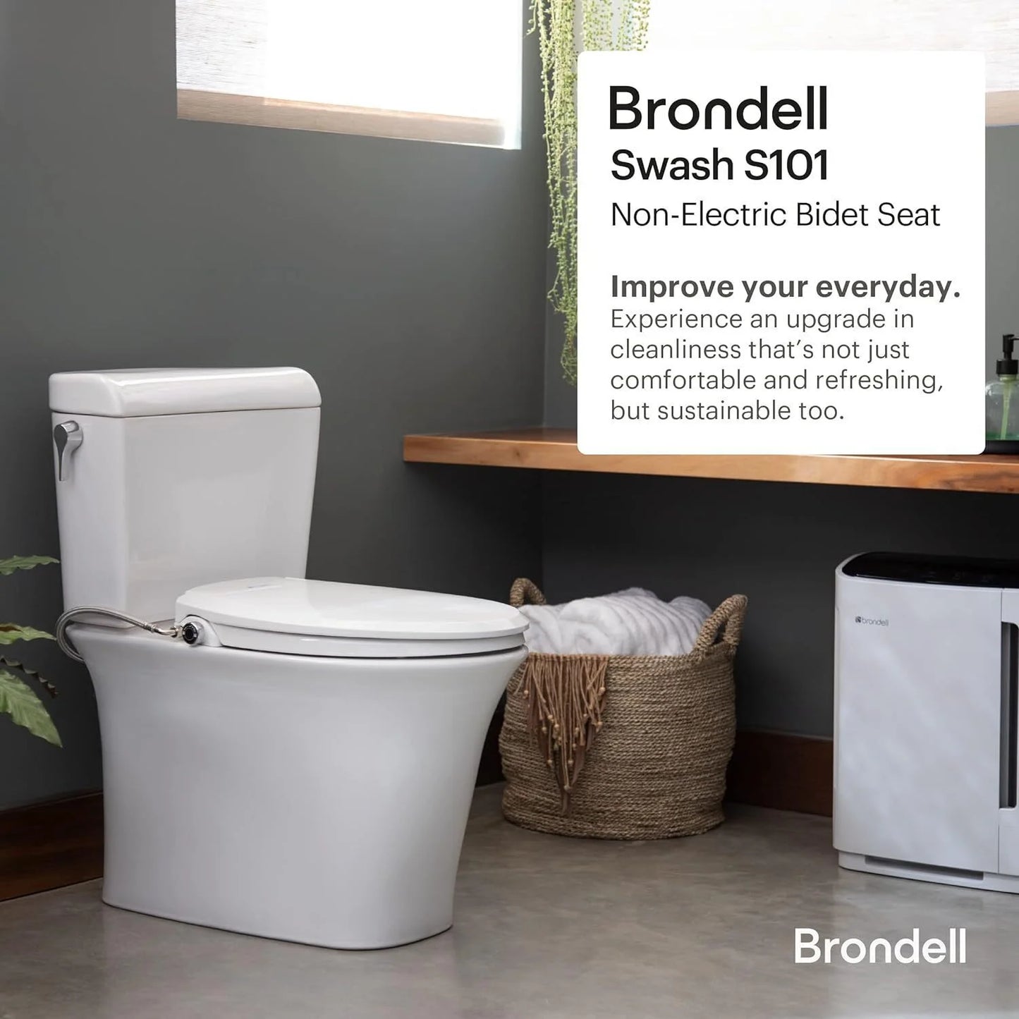 Ecoseat System Swash Brondell Elongated White Bidet