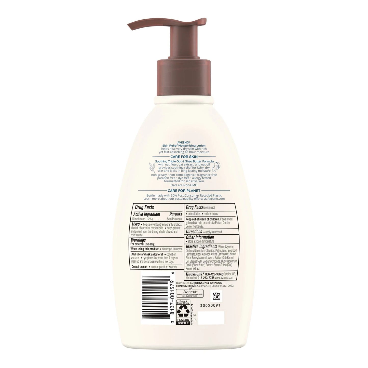 Unscented Bottle Aveeno 12 Lotion Body and Relief Moisturizer Hand (EA/1) Skin oz. Pump