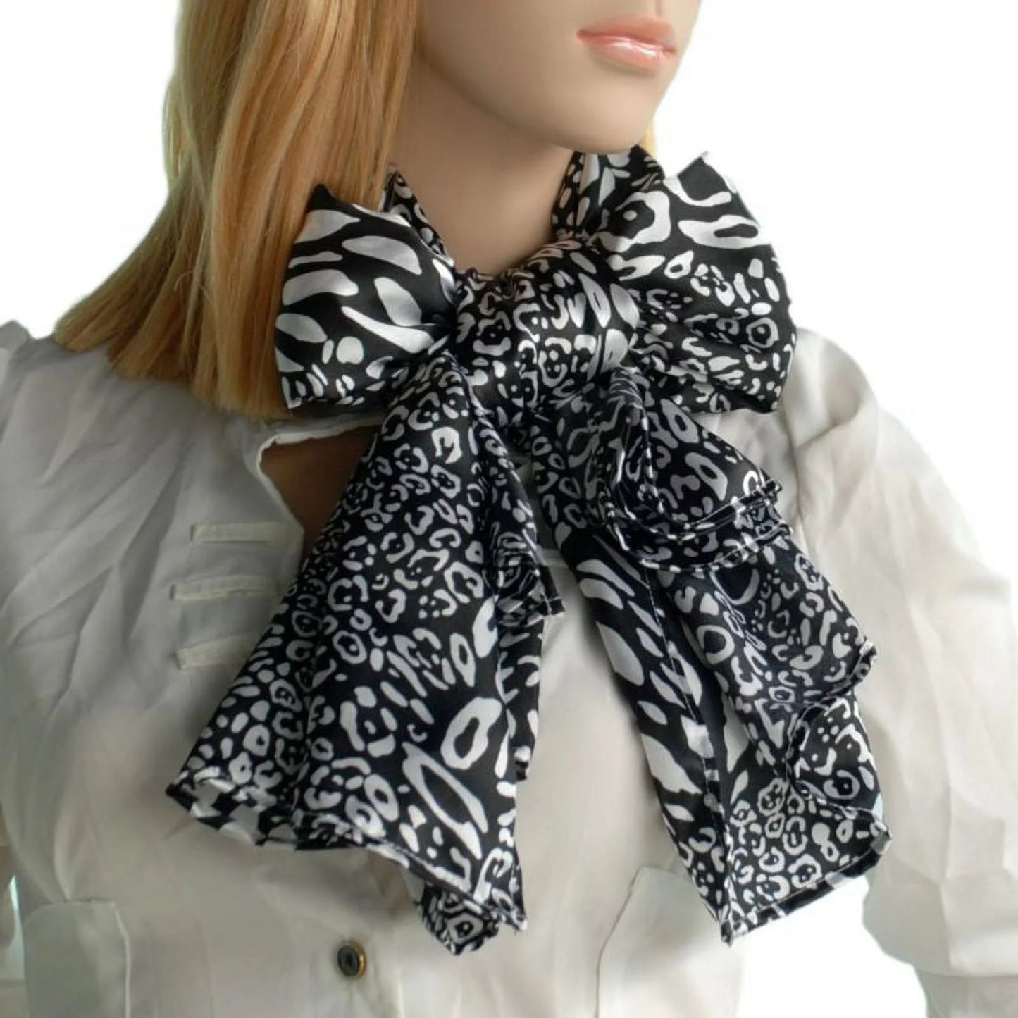 White Silk Print & Soft Distinctive Scarf/Wrap/Shawl(Large) Blancho Black Fashion Leopard Animal