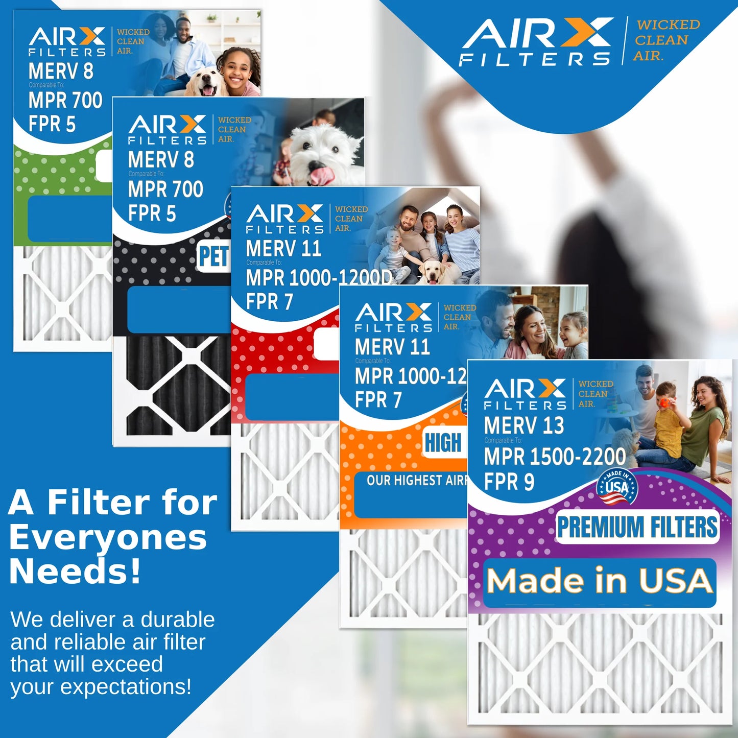 2200 CLEAN 13 Furnace 9 USA AIR. WICKED 6 FPR 14x24x1 Pack MERV to AC 14x24x1 Comparable Filter Filter AIRX & 1500 Filters by MPR Electrostatic Conditioner Air - HVAC Air FILTERS Pleated Premium Made