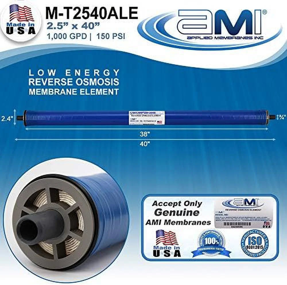 Membrane | Replacement Psi Rejection Osmosis At 150 GPD Tap RO | Water M-T2540ALE For | Low Energy Membrane 1,000 Reverse | 99%