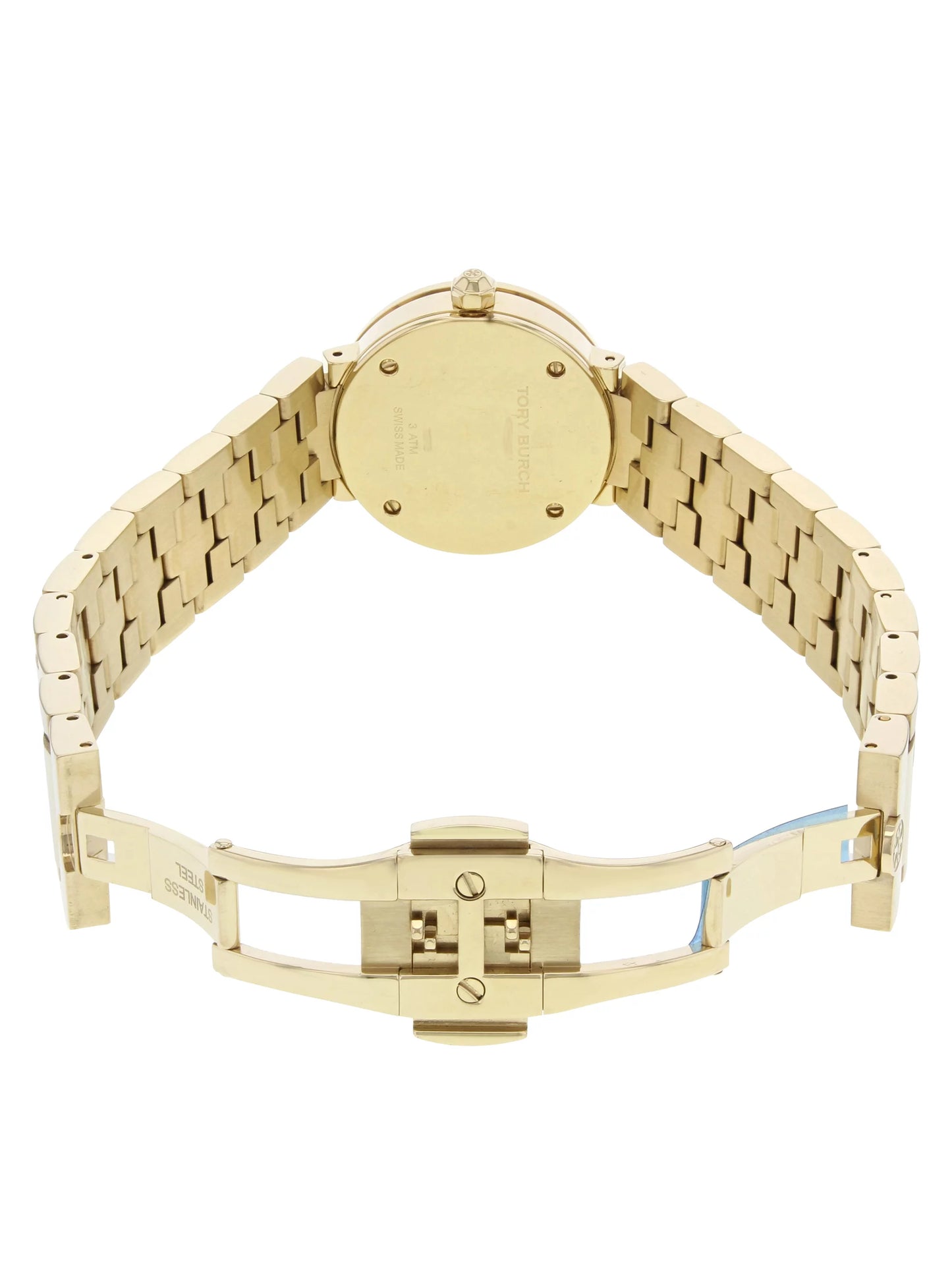 Tone (Good) Gold Burch Quartz Steel Stainless Ladies Reva Tory TRB4030 Watch Pre-Owned 21mm