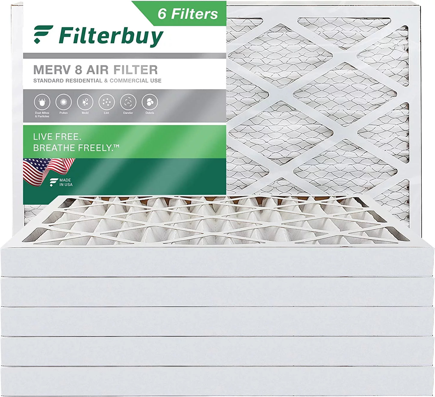 Pleated 10x20x2 8 (6-Pack) AC MERV Air Furnace Filters Filterbuy HVAC