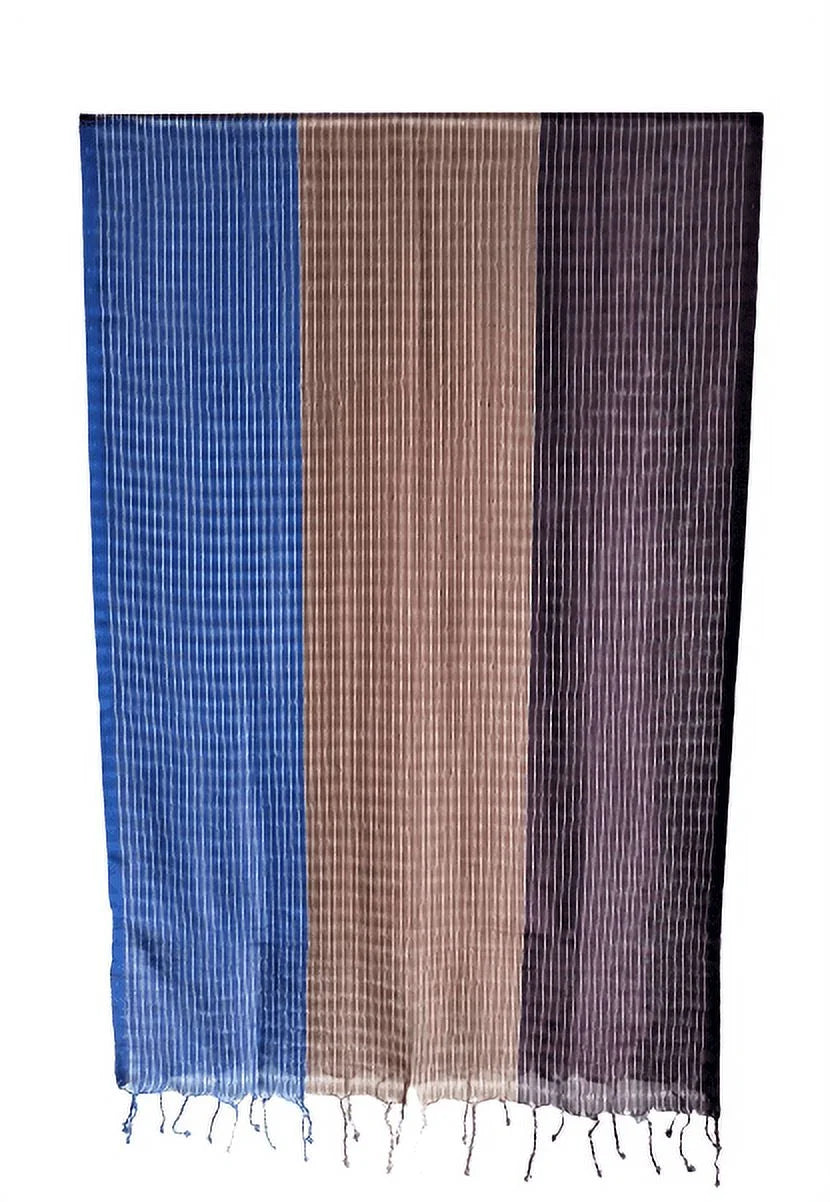 Shawl Blue/Brown Tricolor Striped - Thin