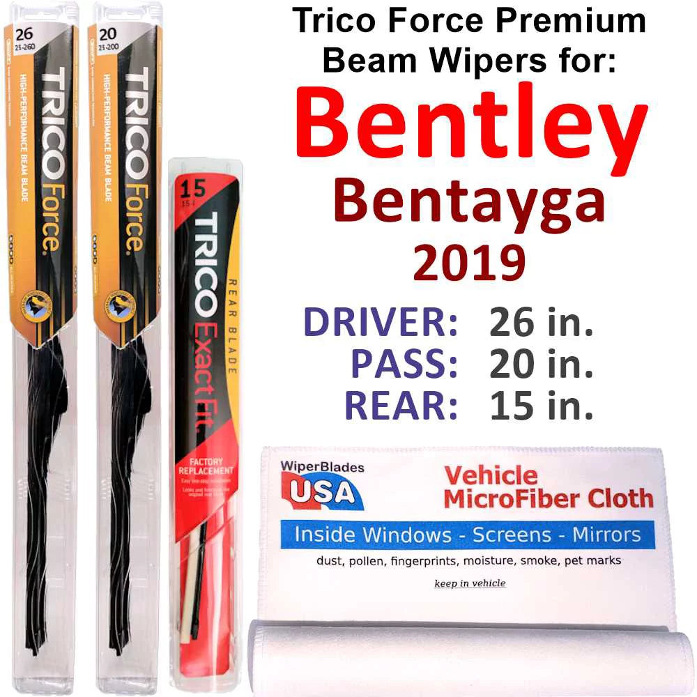 Bentley Wipers (Set Wiper 2019 w/Rear Bentayga of 3) Performance Beam