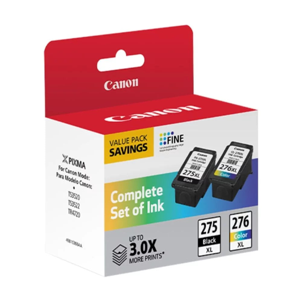 PG-275 Black/Tri-Color, XL Cartridge Pack, Ink XL/CL-276 Canon 4981C008 High-Yield Value