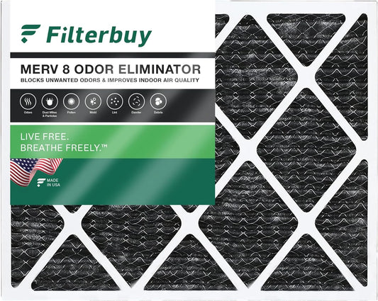 AC Eliminator Furnace Activated Air Carbon Odor 8 Pleated MERV (1-Pack) HVAC Filterbuy 16x20x1 with Filters