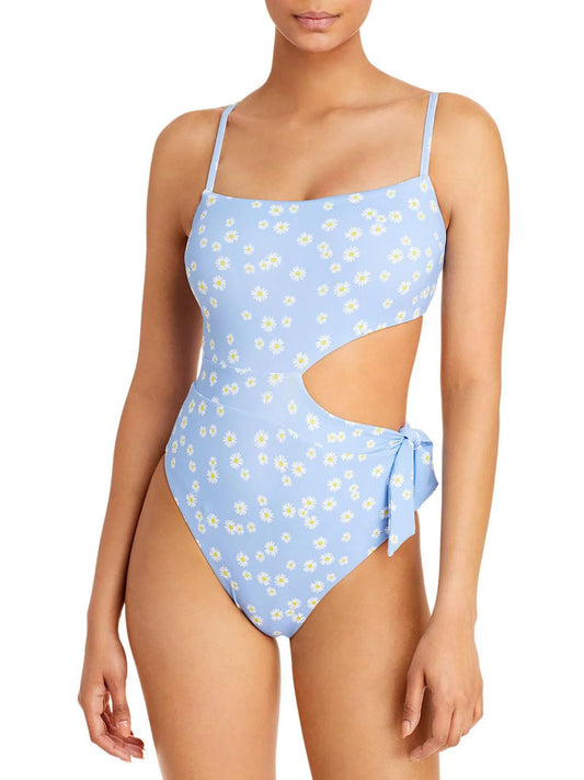 Swim Side Tie Swimsuit Aqua Womens Cutout One-Piece