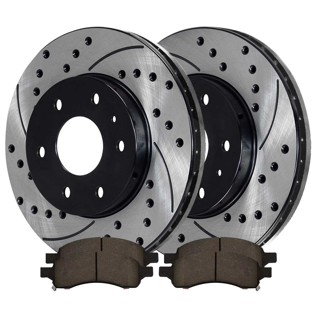 Black Outlook Acadia Limited Chevrolet Drilled Front Slotted Side Saturn and Ceramic 2009-2017 Buick GMC Driver 2008-2017 Pads Rotors Enclave for Traverse and Passenger Replacement Kit Brake AutoShack