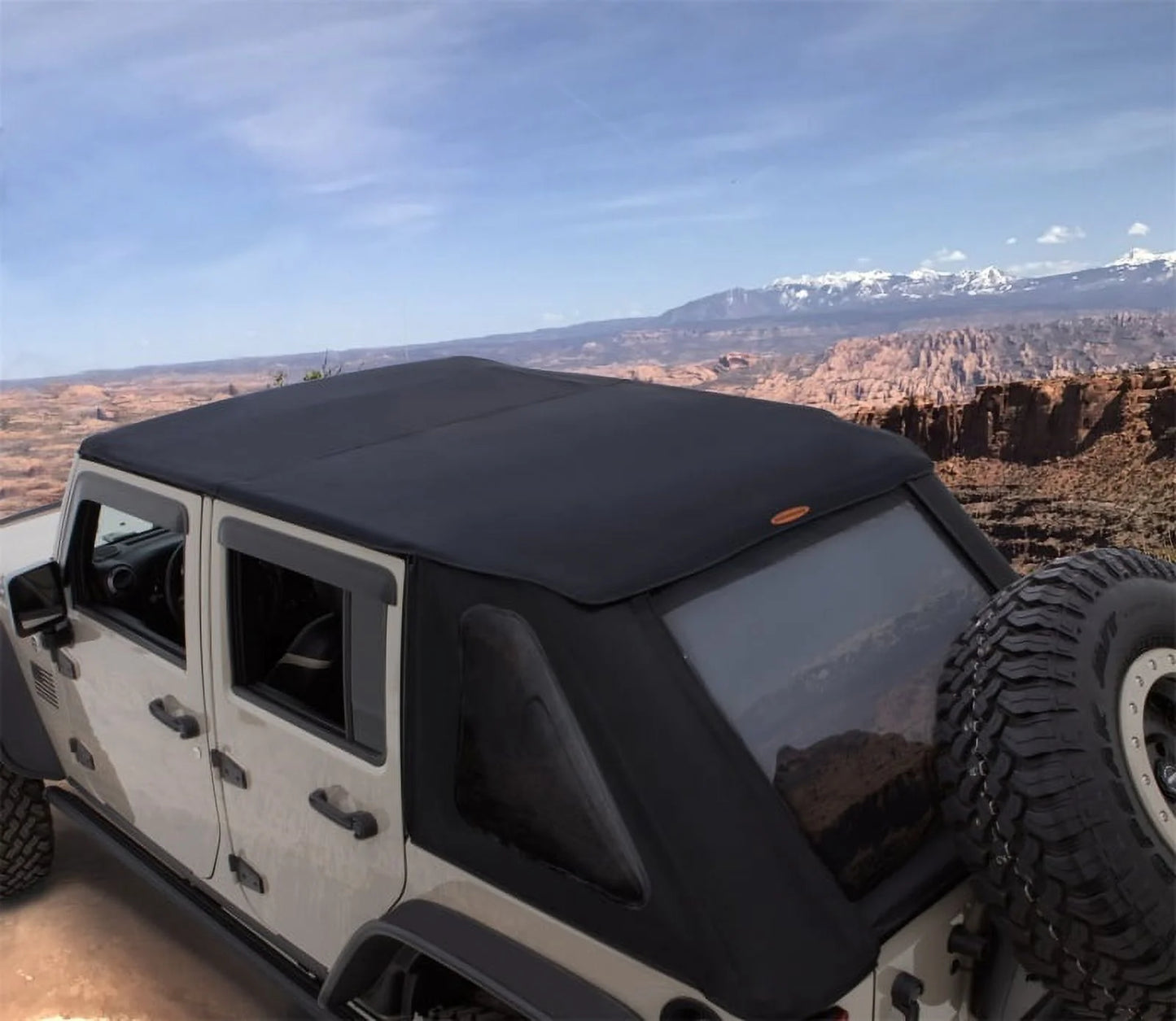 Trail 07-18 4-Door Back Flat Armor Top Jeep by - RealTruck Twill Wrangler UnLimited Black Soft Bushwacker