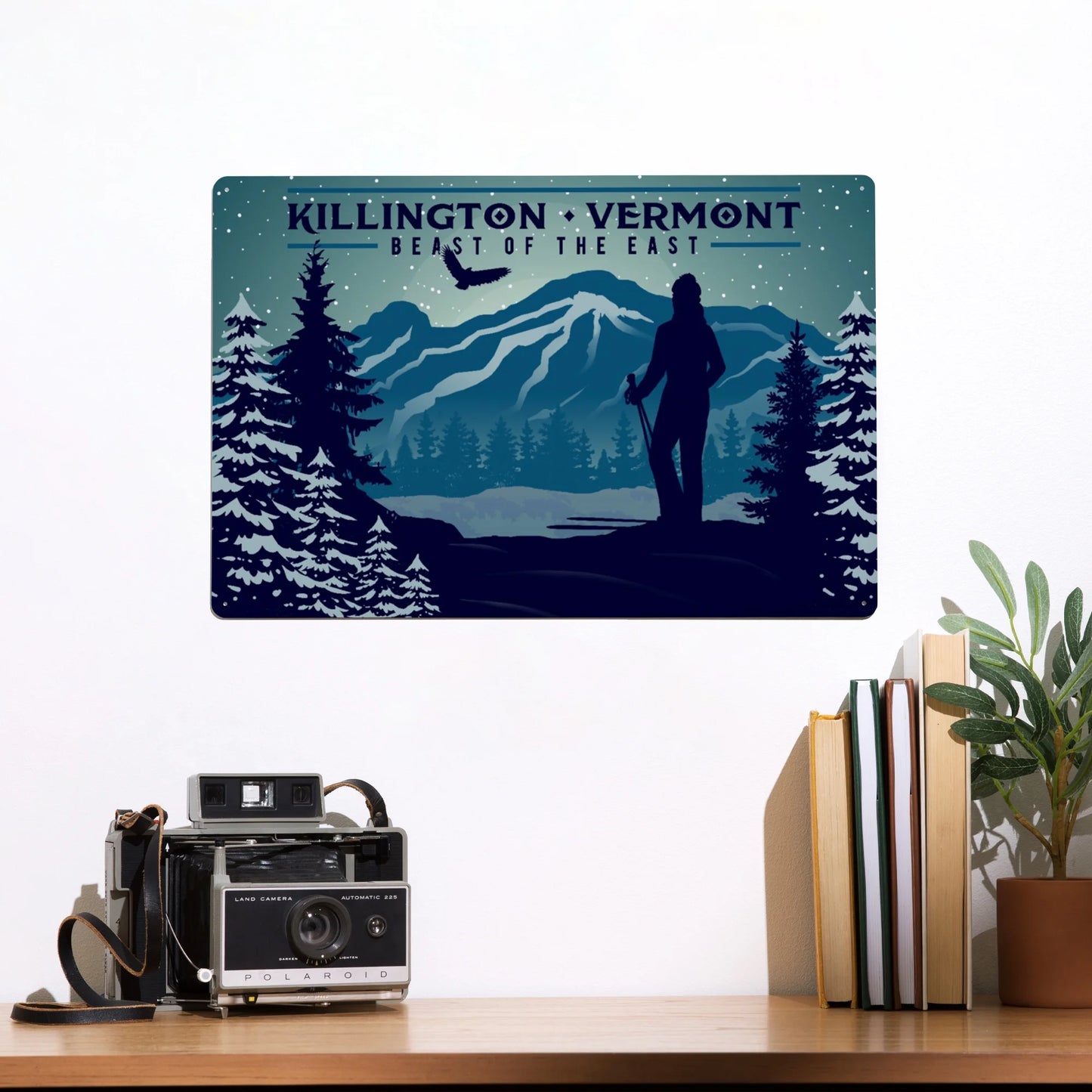 (12x18 Mountain Beast Aluminum Outdoor East, Killington, Vermont, and Metal Sign Art, the Decor) of Indoor Skier