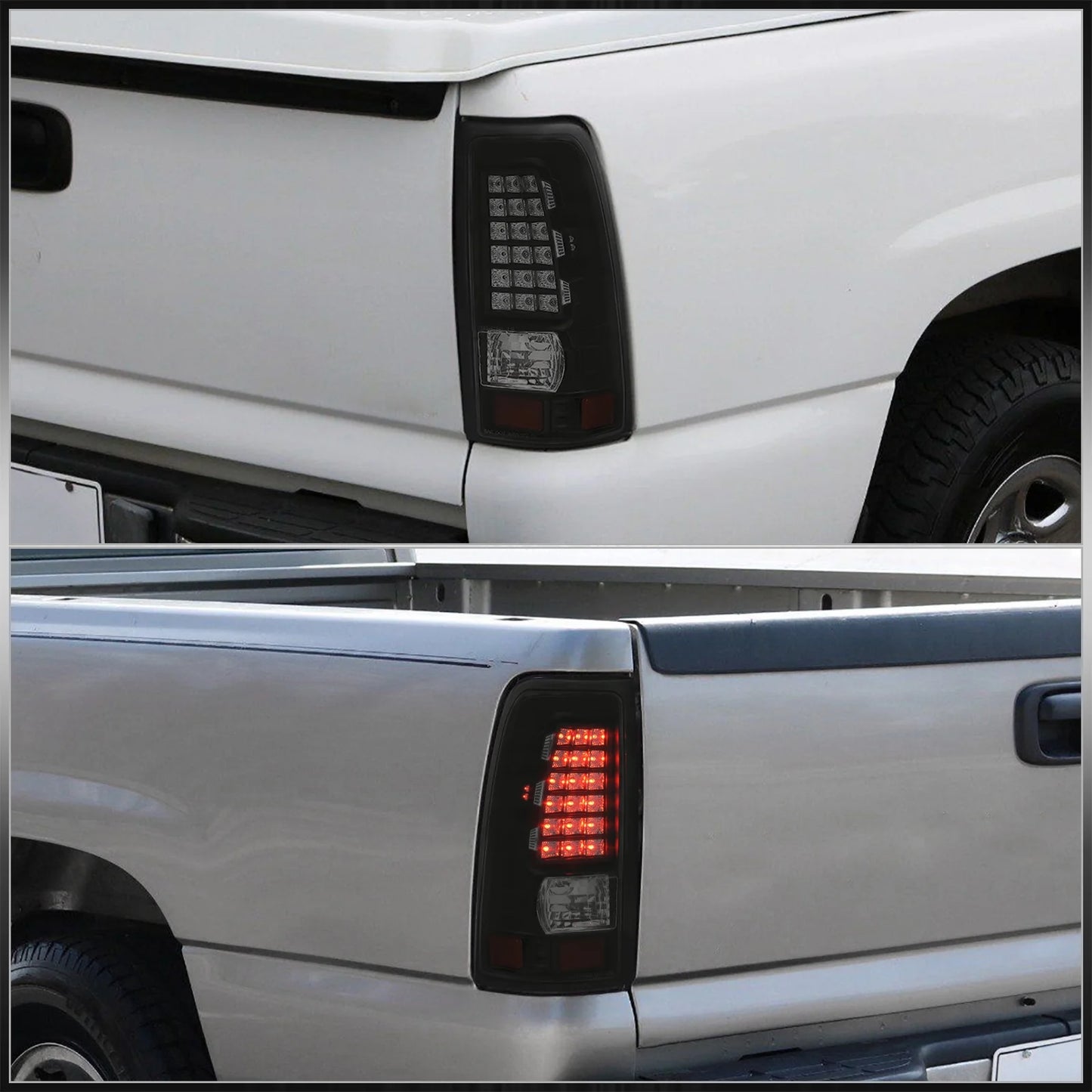 Silverado Brake 2002 Fleetside 2005 Tail Chevy Driving Lens AJP Lamps Sierra Smoked For 2006 2004 LED 1999 2003 Pair Lights 2001 Signal Housing Compatible/Replacement Distributors Black 2000 Stop GMC