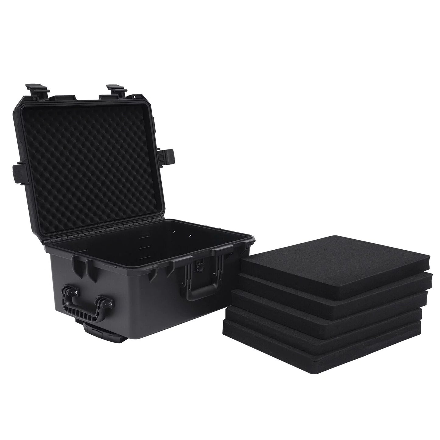 with Hard Handle 5 Water Laptop with Hard 12" Foam x Layers Equipment Large Box Black x Tools Protective Case Portable Miumaeov Camera Resistant and and Wheels 16.7" Shock 21.25" Case