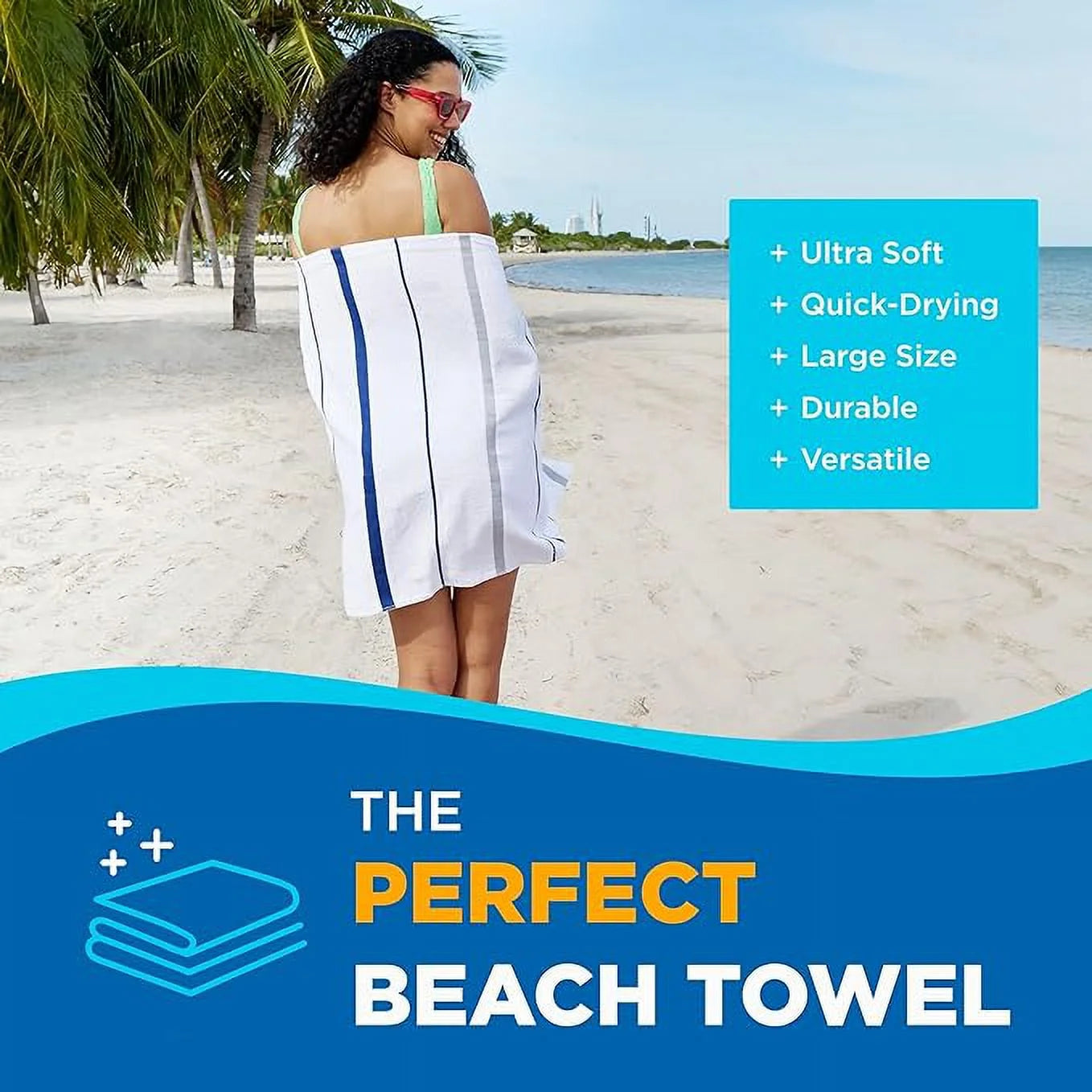 (Navy) Hotel Kaufman X - Towels - GSM Stripes of Pool - Towels Beach 4 Luxury - Terry 60in Pcs Set 30in 4-Pack - Sailor Horizontal 400