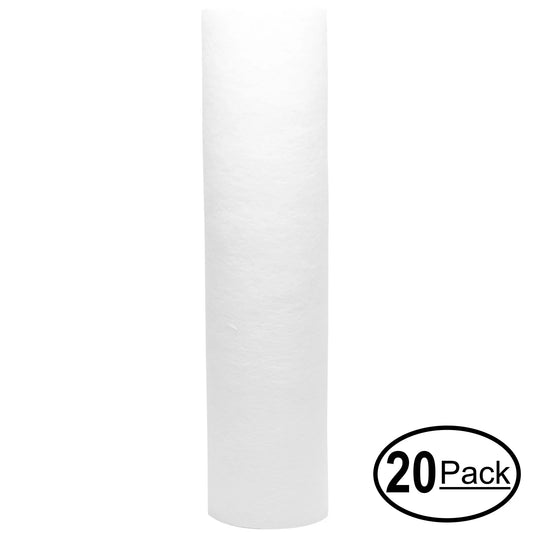 Cartridge 10â€ for Water Polypropylene Flow - Pure Sediment Brand 10-inch 20-Pack Universal - Housing for FH4200W 5-Micron Pur Replacement White Denali Filter Sump Expres