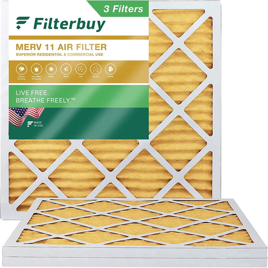 (3-Pack) Filters Filterbuy MERV AC Air Furnace Pleated HVAC 11 17x17x1