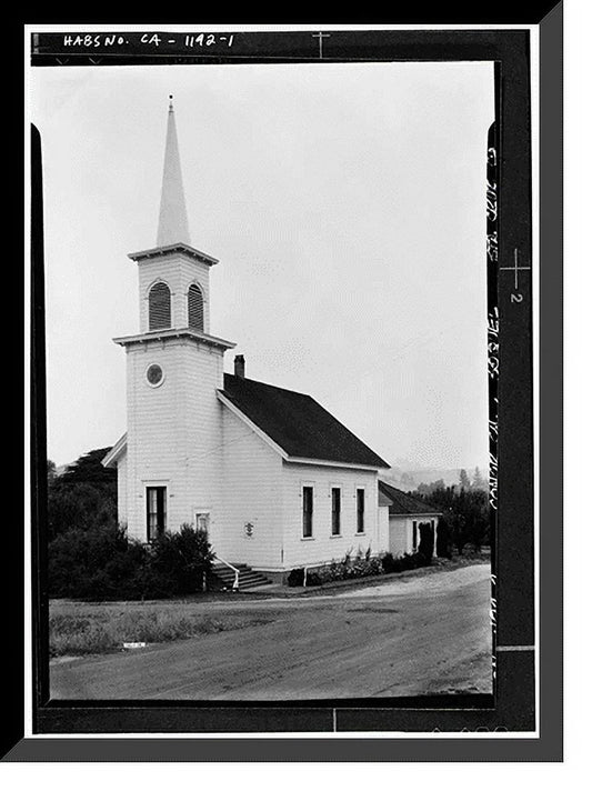 CA, 17-7/8" x Print, Framed Santa County, Congregational 21-7/8" Soquel, Church, Cruz Historic