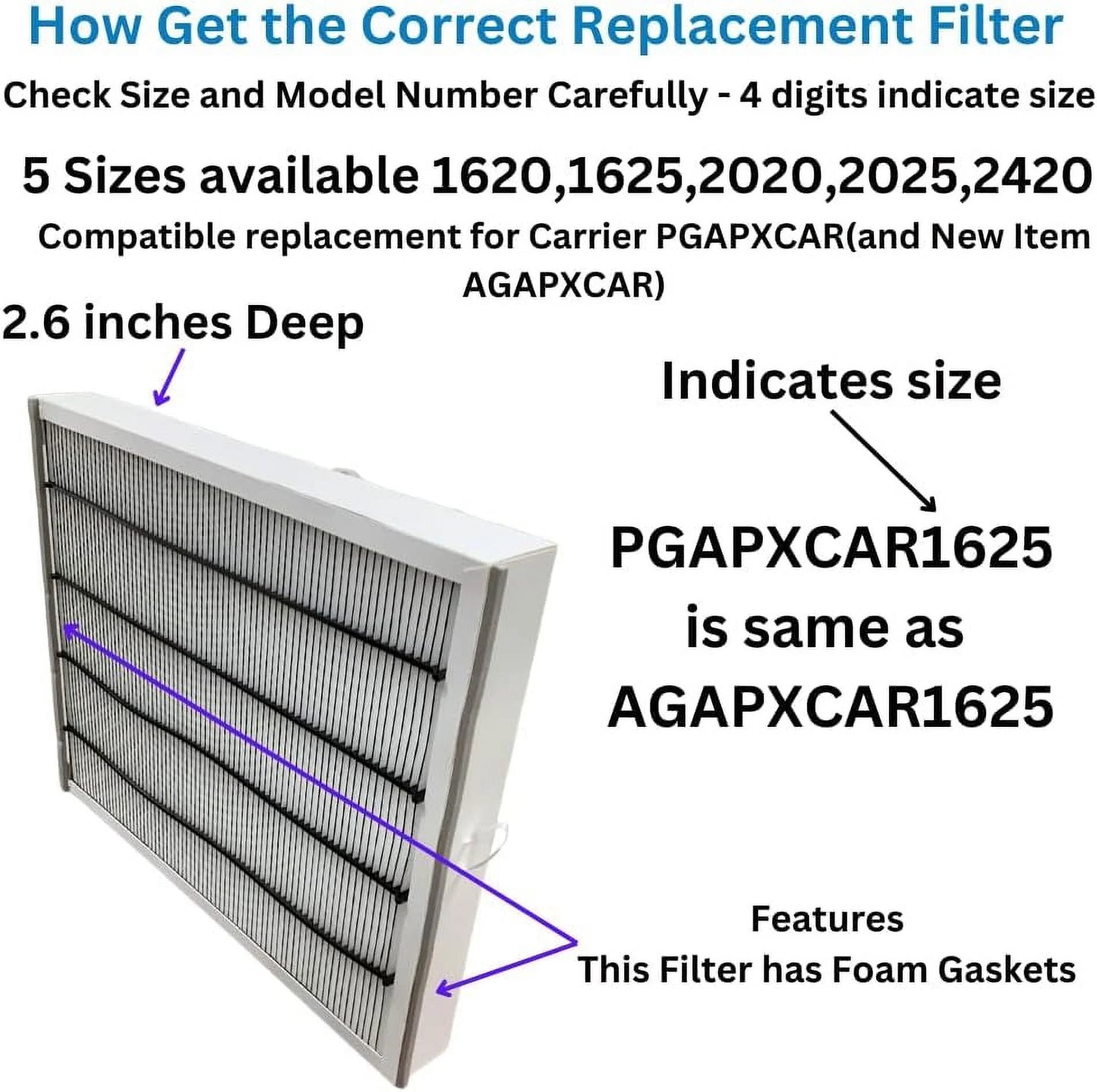 AGAPXCAR1625 PGAPXCAR1625 16X25x3 PGAPAXX1625 (2) Part Filter Carrier For Compatible Fits Replacement