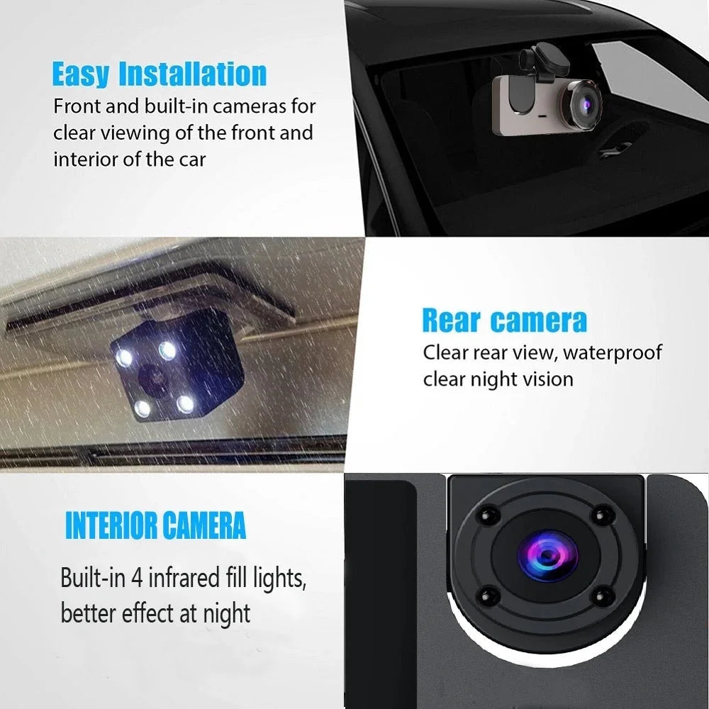 Car Night DVR Dash Camera 3 Vision Recorder. Video Car