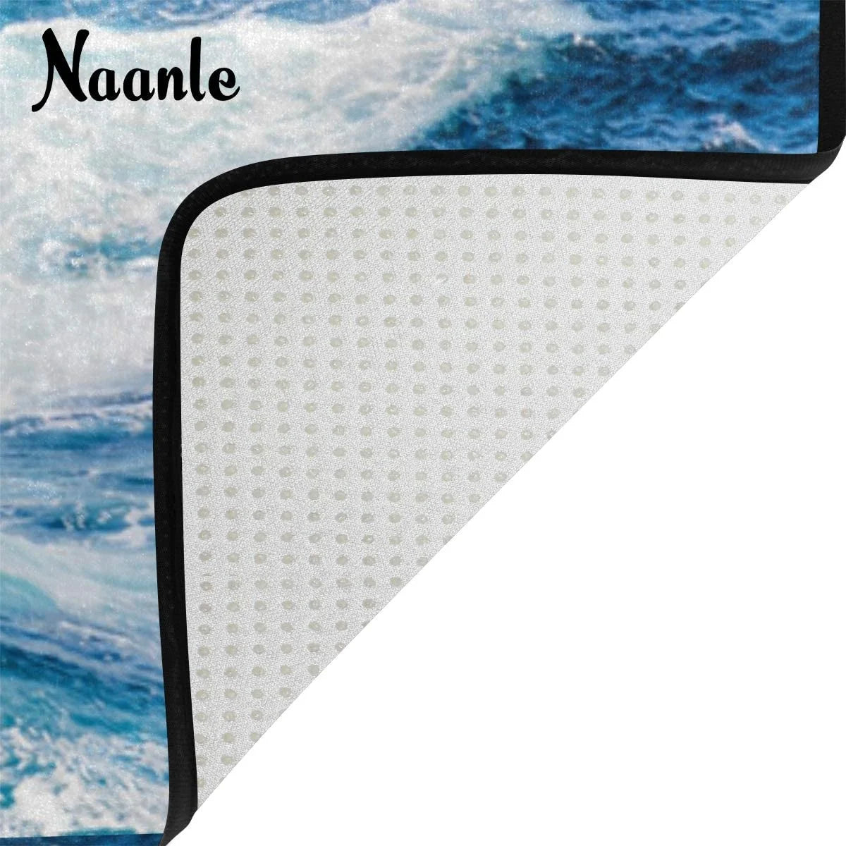 5'(48 Carpet Wave Rug x Dinning 120 Non Area for Sea Sea 63 Rug Slip Floor Room x 4' 160 Inches x Ocean / Nursery Kitchen, Ocean Wellsay Bedroom cm), Yoga Wave Living Mat