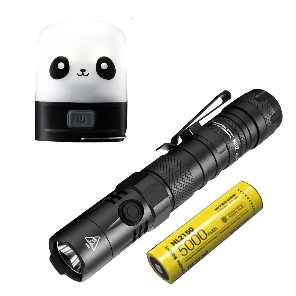 Lumens Nitecore V6 Light +Eco-Sensa Utility (Included) USB Combo: CREE V2 LED Battery Rechargeable w/LR10 XP-L2 -21700 Cable MH12 Pocket USB Flashlight -1200