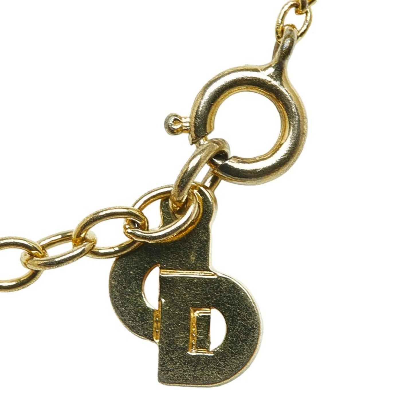 Pre-Owned (Good) Dior Heart Christian CD Plated Dior Rhinestone Gold Women's Necklace