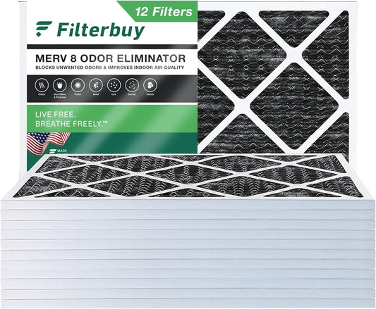 8 Odor Filterbuy AC 18x30x1 Carbon with Eliminator Filters Furnace Air Pleated HVAC MERV Activated (12-Pack)