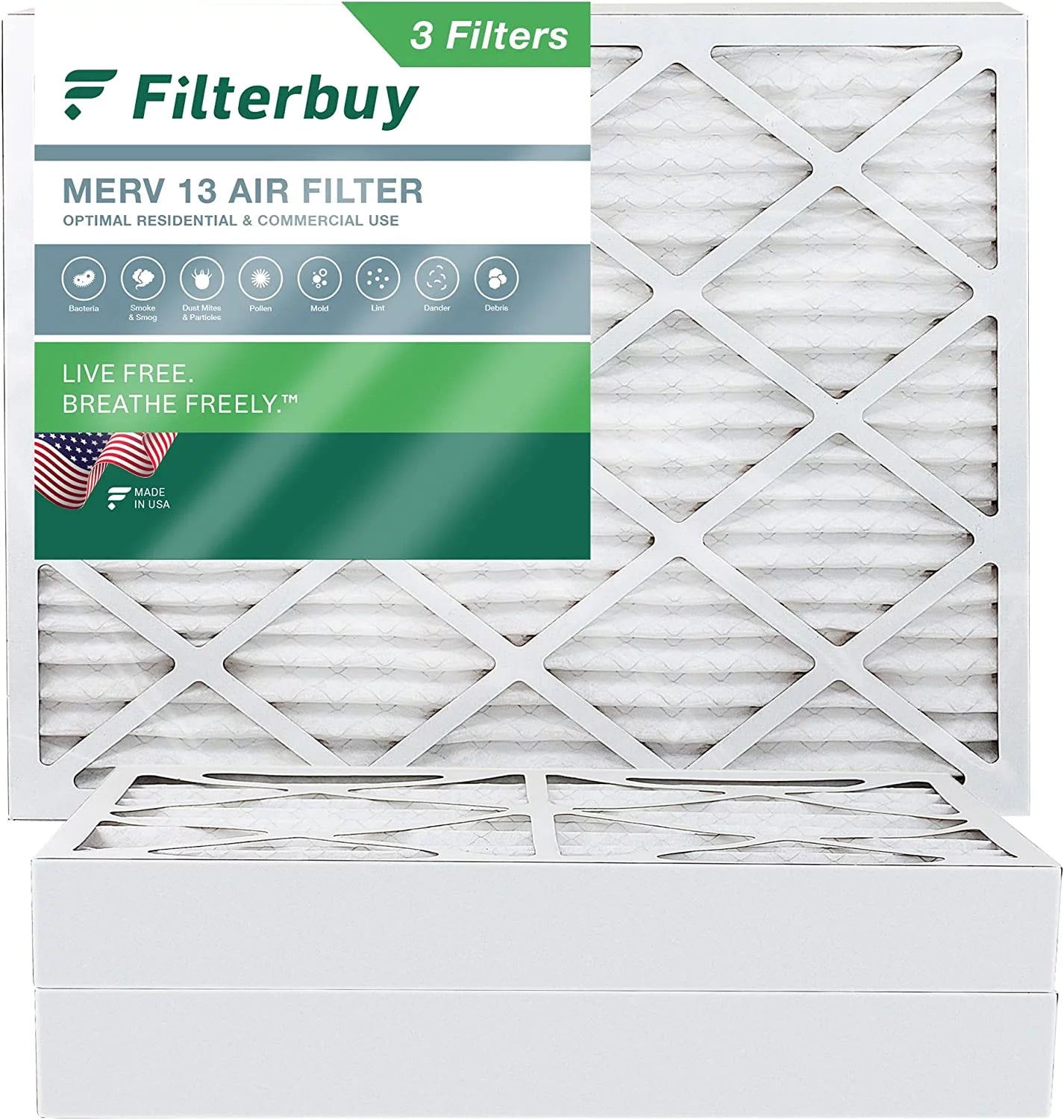 13 MERV AC 10x16x4 Filterbuy Air Furnace Filters (3-Pack) HVAC Pleated