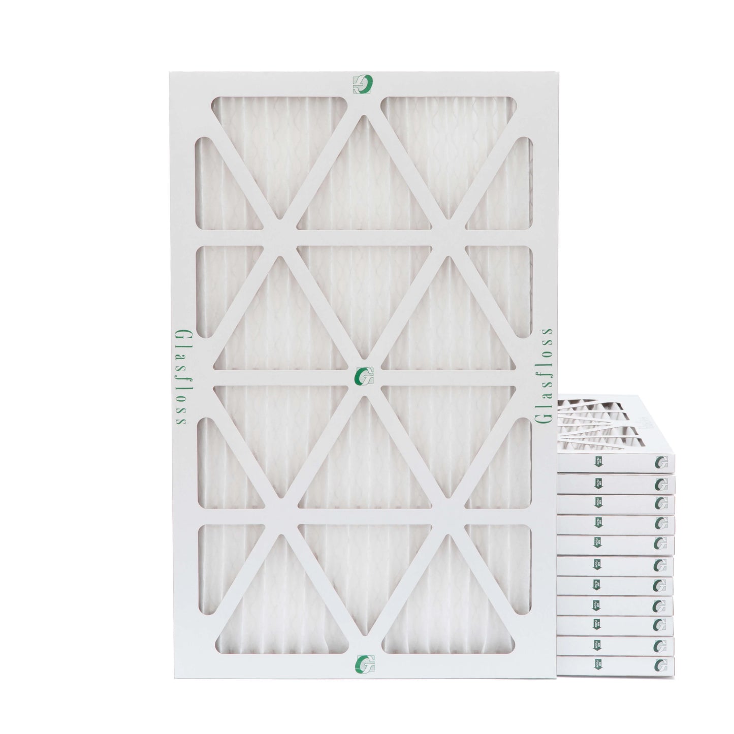 x of Actual Size: 10x20x1 9-1/2 Air Glasfloss. 19-1/2 MERV Filters 7/8 Pack 12 Pleated by 10 x