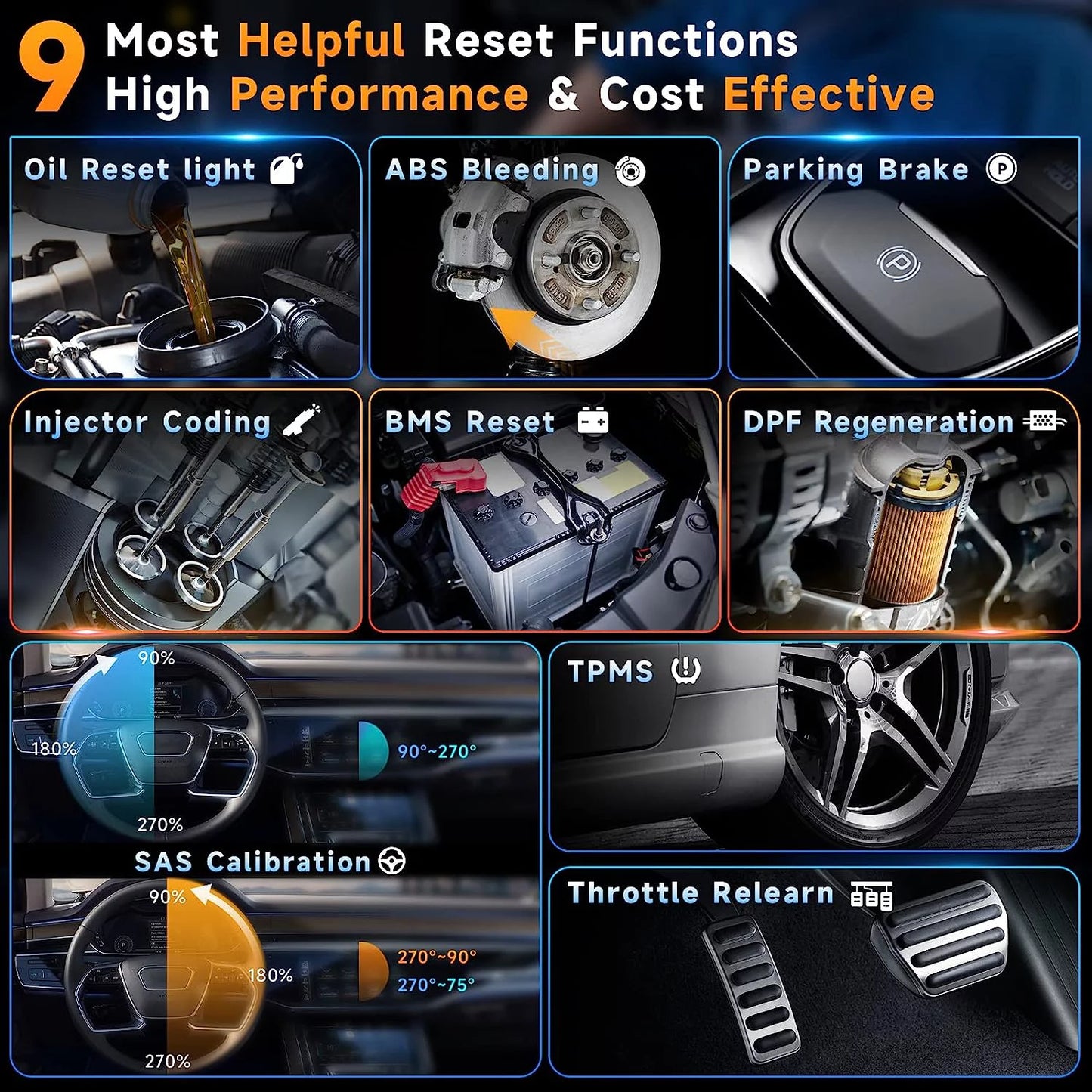 Reset Version OIL Tool ABS System 9 Newest SAS OBD2 NT716 Airbag DPF TPMS Engine Code Reader BMS Scanner Car Injector Automotive Diagnostic Transmission EPB TPS Scanner Maintenance Four FOXWELL ABS