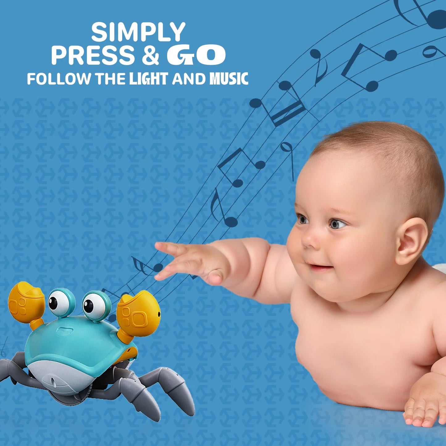 Music for Light Time Crawling Babies Learning with Baby – Toys Cute Sensory Functions Toy Toys – for Boxgear Tummy Toy Baby and Crab Development, Baby Interactive Crawling –