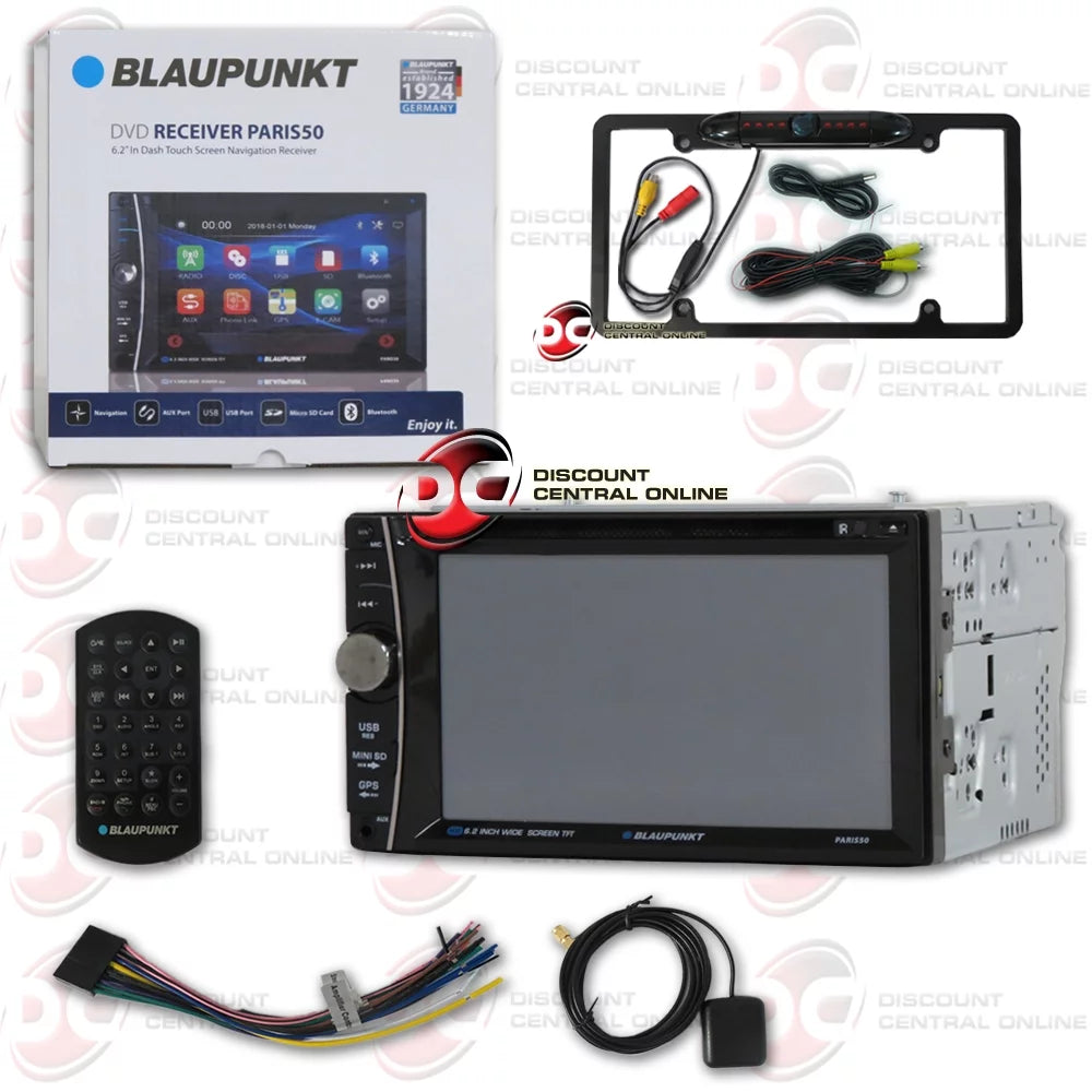 DIN back-up Navigation Blaupunkt camera plate DiscountCentralOnline & vision 6.2 Waterproof Night USB Double License DVD player AUX Bleutooth CD Full with stereo FL09BK