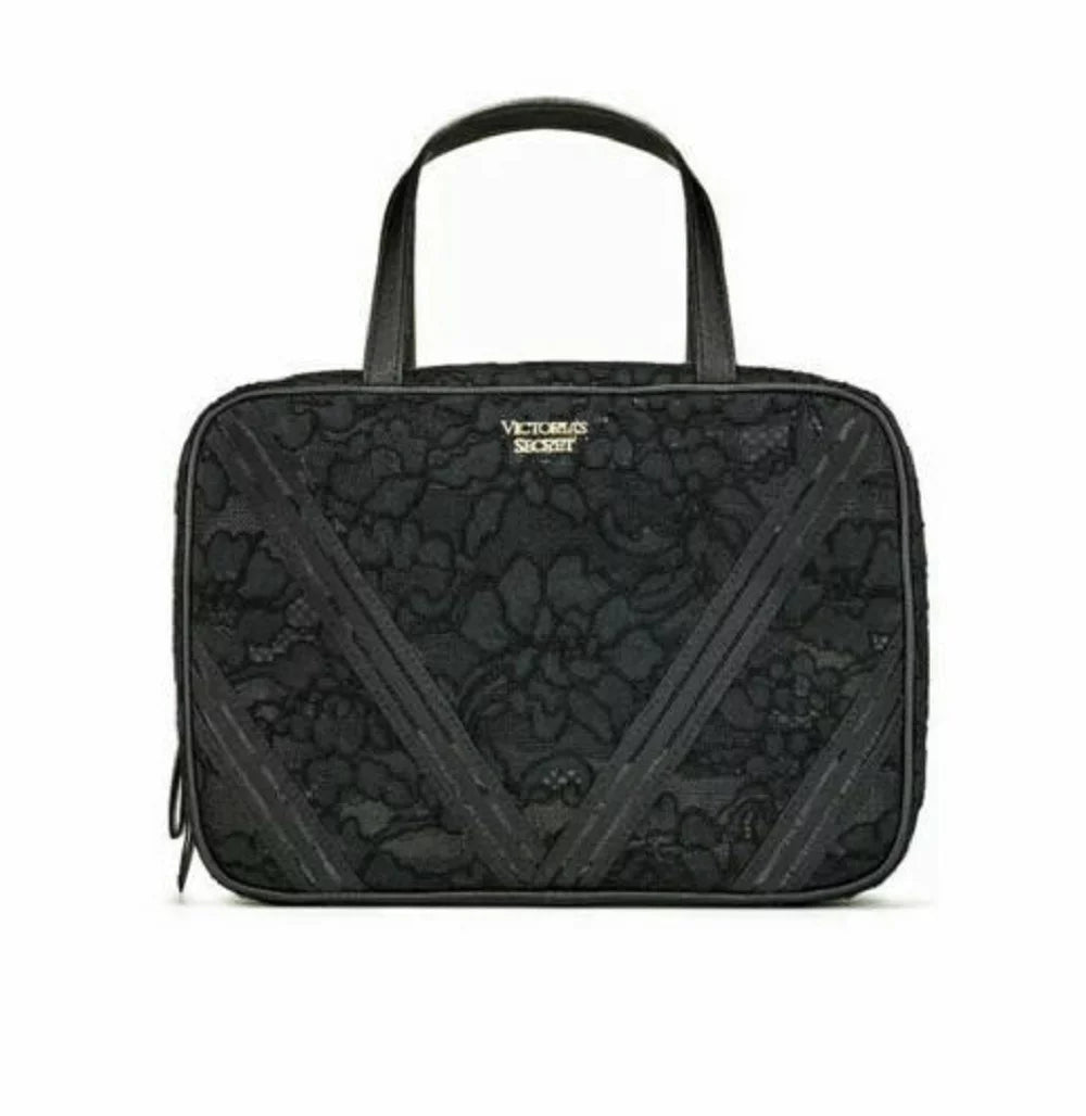 Travel Secret Victoria's Bag Black & NWT Clear Cosmetics Case Floral Lace Jetsetter