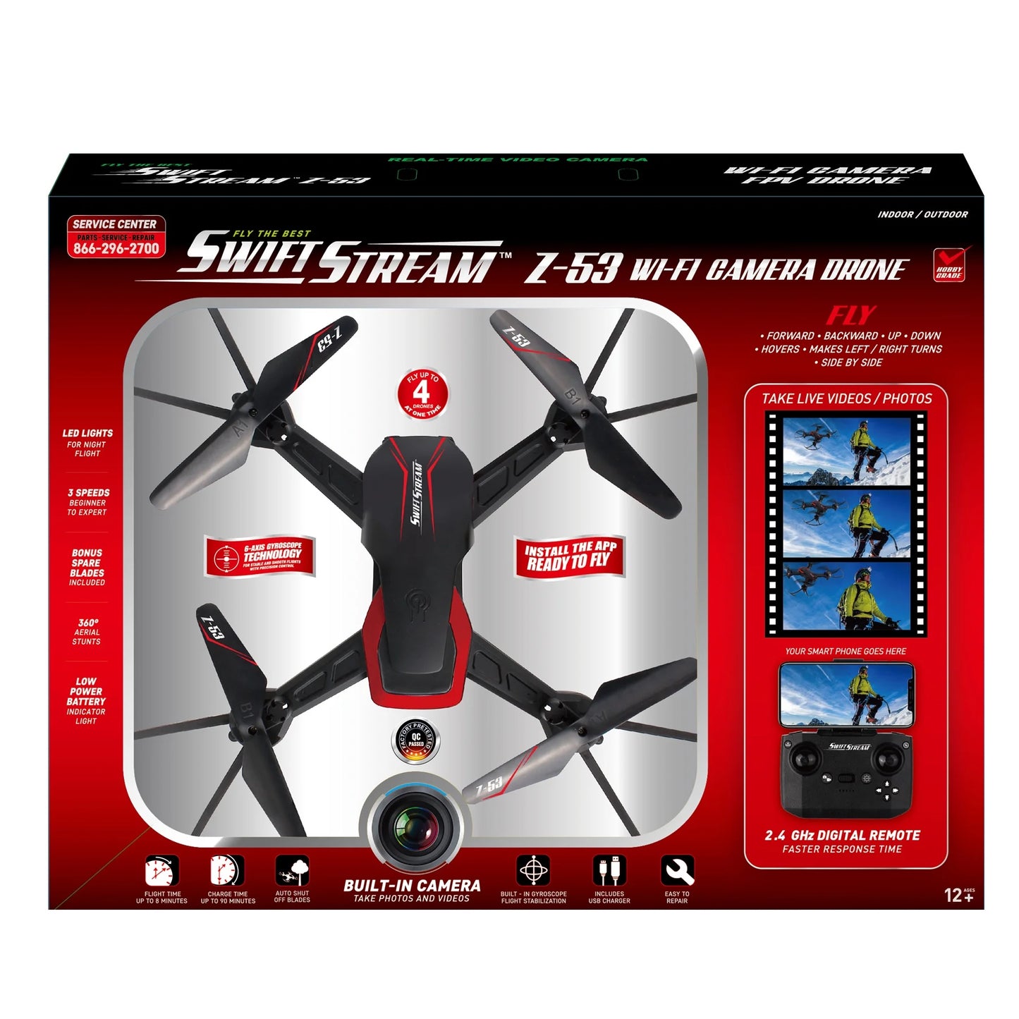 360° Z-53 Swift Drone, & Stunts Flight Performance Stream RC High Aerial Stabilization Camera Wi-Fi