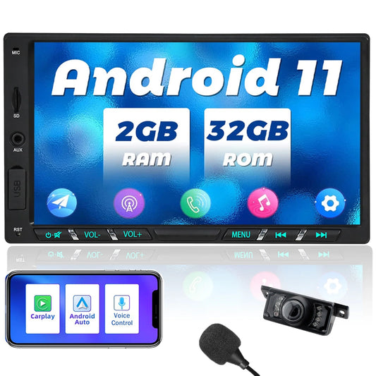 Camera WiFi Backup Screen 11 with Mirrorlink Din Double Touch DSP Apple Carplay Android Stereo Bluetooth Navigation Core Octa Car 7 Wireless G+G Android Inch GPS Auto Car Radio IPS