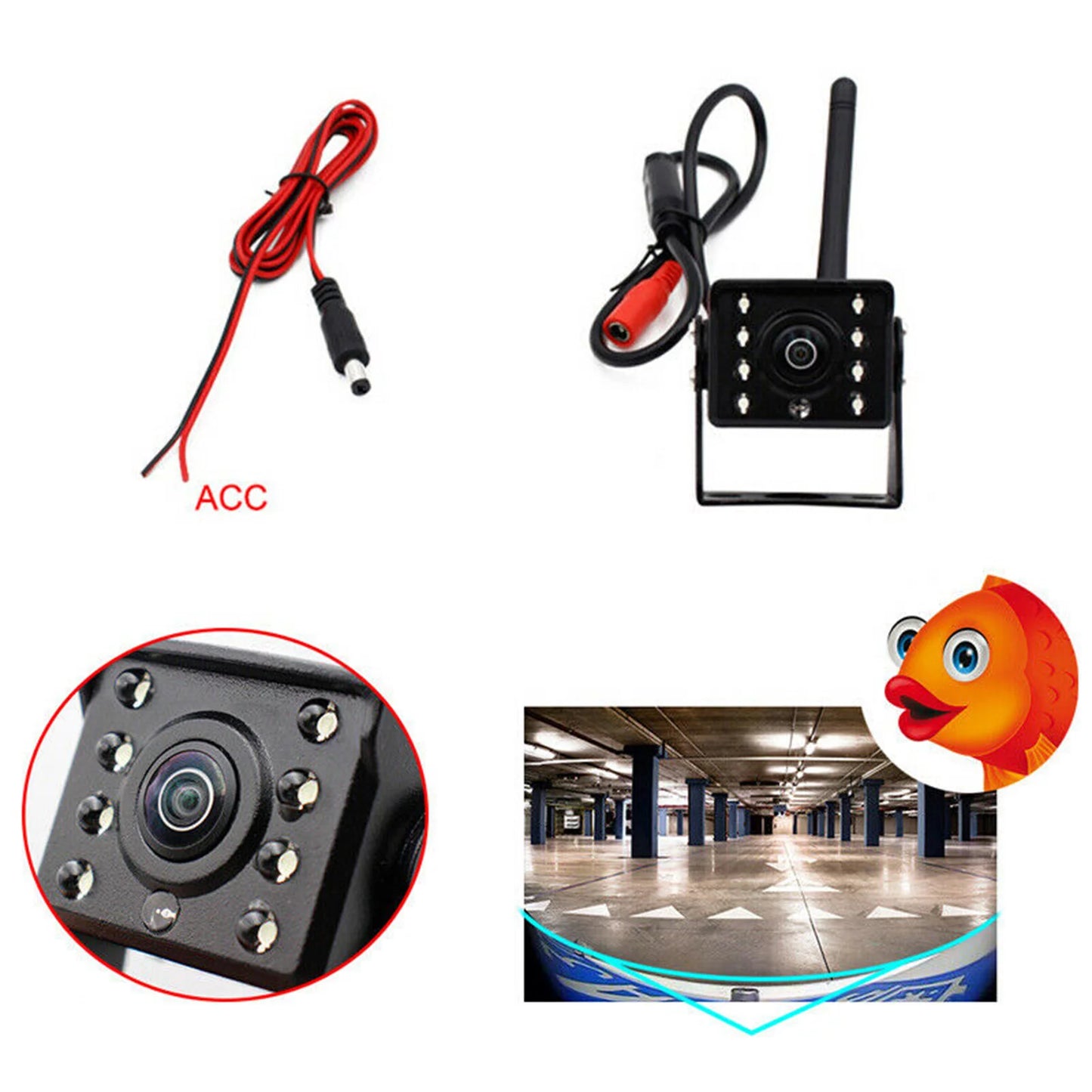 WiFi HD CACAGOO Waterproof Vision Truck Night IP67 View Bus Car Reversing Reverse Wireless Camera Monitor LED Backup Rear ~36V Wireless Camera, Automobile