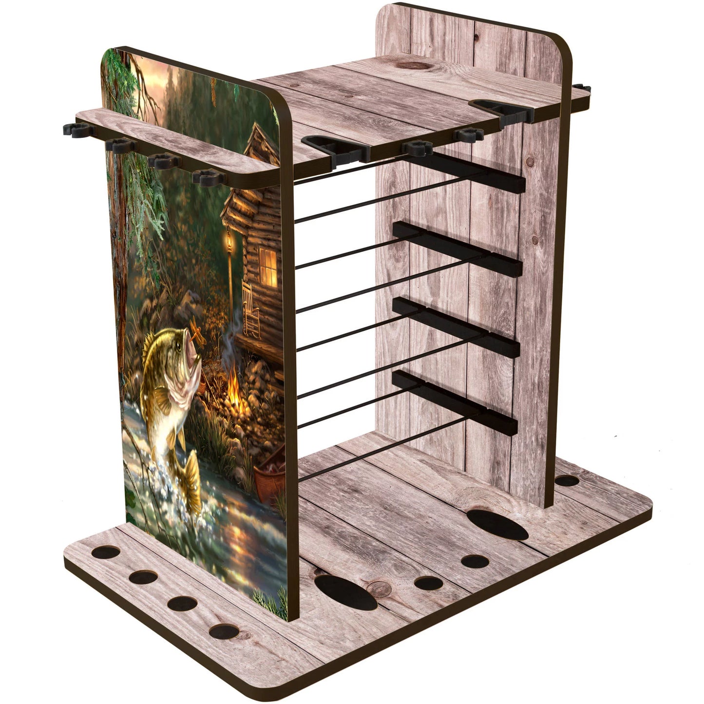 with a Fishing Creations System Rush Design Dual & Utility & 14 Capacity Wire Storage Rod Rack Box Sleek Creek Rod Features Racking 4 - Clips